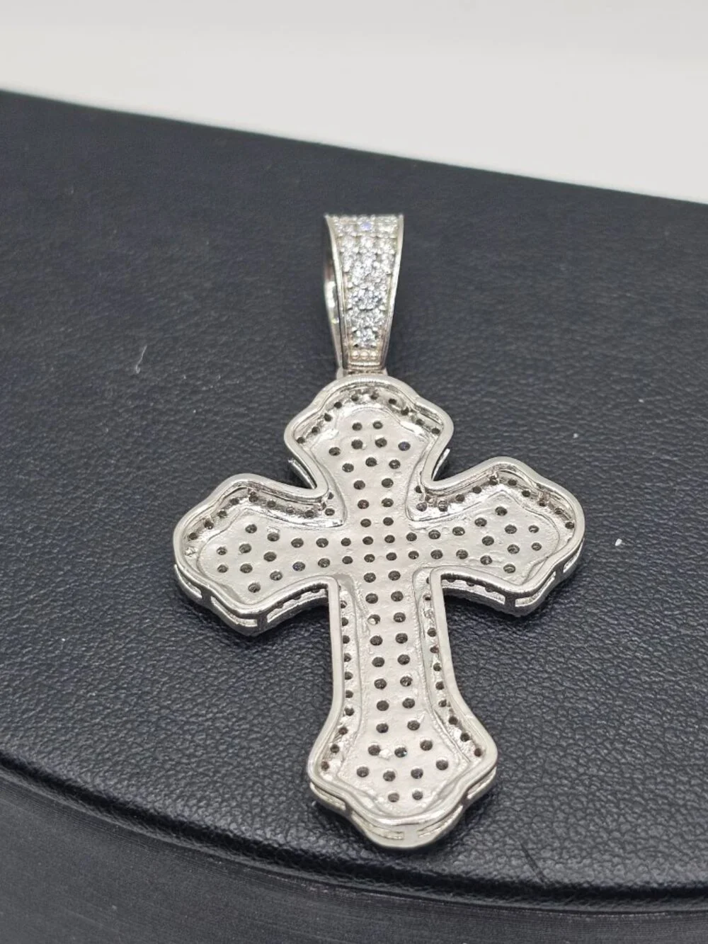 Sterling Silver 925 Rhodium Plated Cross Clear CZ Pendant